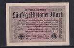 Weimarer Republik, Reichsbank, 50 Millionen Mark Ro.108h, DEU-123c, Papier weiß, Wz. Ringe, FZ: MM schwarz, KN: grün, -