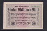 Weimarer Republik, Reichsbank, 50 Millionen Mark Ro.108h, DEU-123c, Papier weiß, Wz. Ringe, FZ: LD schwarz, KN: grün, -