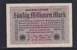 Weimarer Republik, Reichsbank, 50 Millionen Mark Ro.108h, DEU-123c, Papier weiß, Wz. Ringe, FZ: BX schwarz, KN: grün, -