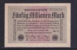 Weimarer Republik, Reichsbank, 50 Millionen Mark Ro.108h, DEU-123c, Papier weiß, Wz. Ringe, FZ: BK schwarz, KN: grün, -