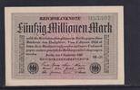 Weimarer Republik, Reichsbank, 50 Millionen Mark Ro.108h, DEU-123c, Papier weiß, Wz. Ringe, FZ: BK schwarz, KN: grün, -