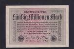 Weimarer Republik, Reichsbank, 50 Millionen Mark Ro.108e, DEU-123h, Papier weiß, KN 6stellig grün, Wz. Hakensterne, FZ:UB, -
