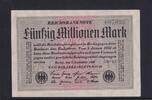 Weimarer Republik, Reichsbank, 50 Millionen Mark Ro.108e, DEU-123h, Papier weiß, KN 6stellig grün, Wz. Hakensterne, FZ:UB, -