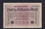 Weimarer Republik, Reichsbank, 50 Millionen Mark Ro.108e, DEU-123h, Papier weiß, KN 6stellig grün, Wz. Hakensterne, FZ:SO, -
