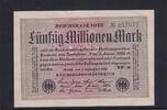 Weimarer Republik, Reichsbank, 50 Millionen Mark Ro.108e, DEU-123h, Papier weiß, KN 6stellig grün, Wz. Hakensterne, FZ:RW, -