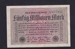 Weimarer Republik, Reichsbank, 50 Millionen Mark Ro.108e, DEU-123h, Papier weiß, KN 6stellig grün, Wz. Hakensterne, FZ:RD, -