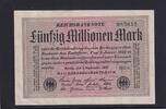 Weimarer Republik, Reichsbank, 50 Millionen Mark Ro.108e, DEU-123h, Papier weiß, KN 6stellig grün, Wz. Hakensterne, FZ:NN, -