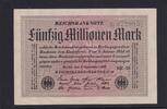 Weimarer Republik, Reichsbank, 50 Millionen Mark Ro.108e, DEU-123h, Papier weiß, KN 6stellig grün, Wz. Hakensterne, FZ:MR, -
