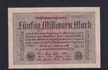 Weimarer Republik, Reichsbank, 50 Millionen Mark Ro.108e, DEU-123h, Papier weiß, KN 6stellig grün, Wz. Hakensterne, FZ:HO, -