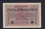 Weimarer Republik, Reichsbank, 50 Millionen Mark Ro.108e, DEU-123h, Papier weiß, KN 6stellig grün, Wz. Hakensterne, FZ:HH, -