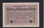 Weimarer Republik, Reichsbank, 50 Millionen Mark Ro.108e, DEU-123h, Papier weiß, KN 6stellig grün, Wz. Hakensterne, FZ:GE, -