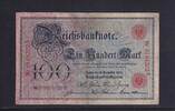 Deutsches Reich, Kaiserreich, 100 Mark Ro.23a, DEU-20a, KN 25 mm lang, Serie: A, Udr.Bst. Q, -