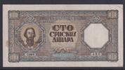 Drittes Reich, Serbien, Deutsche Besatzung, 100 Dinara Ro.611, ZWK-69, Wz. Frauenkopf, -