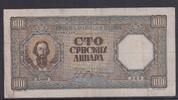 Drittes Reich, Serbien, Deutsche Besatzung, 100 Dinara Ro.611, ZWK-69, Wz. Frauenkopf, -