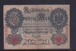 Kaiserreich, Reichsbanknote, 20 Mark Ro.37, DEU-34, Serie: B, Udr. Bst. P, -