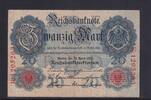 Kaiserreich, Reichsbanknote, 20 Mark Ro.41, DEU-37c, KN 7 stellig, Serie K, Udr. Bst. E, mit Wasserzeichen, -