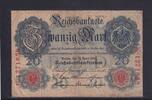Kaiserreich, Reichsbanknote, 20 Mark Ro.41, DEU-37c, KN 7 stellig, Serie K, Udr. Bst. E, mit Wasserzeichen, -