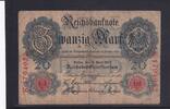 Kaiserreich, Reichsbanknote, 20 Mark Ro.41, DEU-37c, KN 7 stellig, Serie K, Udr. Bst. E, mit Wasserzeichen, -