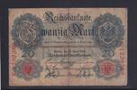 Kaiserreich, Reichsbanknote, 20 Mark Ro.41, DEU-37c, KN 7 stellig, Serie K, Udr. Bst. E, mit Wasserzeichen, -