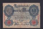 Kaiserreich, Reichsbanknote, 20 Mark Ro.40b, DEU-37b, KN 7 stellig, Serie: F, Udr. Bst. M, -