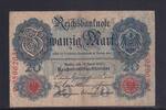 Kaiserreich, Reichsbanknote, 20 Mark Ro.40b, DEU-37b, KN 7 stellig, Serie: F, Udr. Bst. M, -