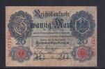 Kaiserreich, Reichsbanknote, 20 Mark Ro.40b, DEU-37b, KN 7 stellig, Serie: F, Udr. Bst. X, -