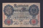 Kaiserreich, Reichsbanknote, 20 Mark Ro.40b, DEU-37b, KN 7 stellig, Serie: F, Udr. Bst. X, -