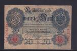 Kaiserreich, Reichsbanknote, 20 Mark Ro.40b, DEU-37b, KN 7 stellig, Serie: F, Udr. Bst. F, -