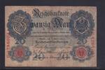 Kaiserreich, Reichsbanknote, 20 Mark Ro.40b, DEU-37b, KN 7 stellig, Serie: F, Udr. Bst. F, -
