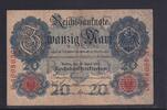 Kaiserreich, Reichsbanknote, 20 Mark Ro.40b, DEU-37b, KN 7 stellig, Serie: F, Udr. Bst. G, -