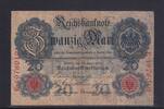 Kaiserreich, Reichsbanknote, 20 Mark Ro.40b, DEU-37b, KN 7 stellig, Serie: E, Udr. Bst. F, -