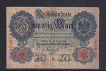 Kaiserreich, Reichsbanknote, 20 Mark Ro.40b, DEU-37b, KN 7 stellig, Serie: E, Udr. Bst. L, -