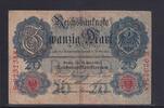 Kaiserreich, Reichsbanknote, 20 Mark Ro.40b, DEU-37b, KN 7 stellig, Serie: E, Udr. Bst. M, -