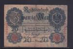 Kaiserreich, Reichsbanknote, 20 Mark Ro.40b, DEU-37b, KN 7 stellig, Serie: E, Udr. Bst. N, -