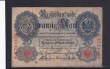 Kaiserreich, Reichsbanknote, 20 Mark Ro.40b, DEU-37b, KN 7 stellig, Serie: E, Udr. Bst. X, -