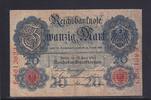 Kaiserreich, Reichsbanknote, 20 Mark Ro.40b, DEU-37b, KN 7 stellig, Serie: E, Udr. Bst. X, -