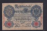 Kaiserreich, Reichsbanknote, 20 Mark Ro.40b, DEU-37b, KN 7 stellig, Serie: E, Udr. Bst. Y, -