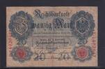 Kaiserreich, Reichsbanknote, 20 Mark Ro.40b, DEU-37b, KN 7 stellig, Serie: E, Udr. Bst. Y, -
