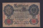 Kaiserreich, Reichsbanknote, 20 Mark Ro.40b, DEU-37b, KN 7 stellig, Serie: F, Udr. Bst. C, -