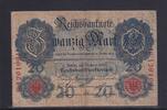 Kaiserreich, Reichsbanknote, 20 Mark Ro.40b, DEU-37b, KN 7 stellig, Serie: F, Udr. Bst. N, -