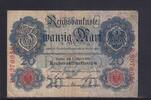 Kaiserreich, Reichsbanknote, 20 Mark Ro.40b, DEU-37b, KN 7 stellig, Serie: F, Udr. Bst. J, -