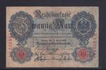 Weimarer Republik, Reichsbank, 20 Mark Ro.40b, DEU-37b, KN 7 stellig, Serie: J, Udr. Bst. R, -