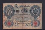 Weimarer Republik, Reichsbank, 20 Mark Ro.40b, DEU-37b, KN 7 stellig, Serie: J, Udr. Bst. R, -