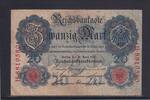 Weimarer Republik, Reichsbank, 20 Mark Ro.40b, DEU-37b, KN 7 stellig, Serie: H, Udr. Bst. M, -