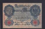 Weimarer Republik, Reichsbank, 20 Mark Ro.40b, DEU-37b, KN 7 stellig, Serie: H, Udr. Bst. B, -