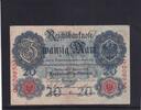 Kaiserreich, Reichsbanknote, 20 Mark Ro.47b, DEU-41b, KN 7 stellig Serie: O, Udr. Bst. Z, -