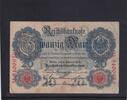 Kaiserreich, Reichsbanknote, 20 Mark Ro.47b, DEU-41b, KN 7 stellig Serie: M, Udr. Bst. D, -