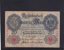 Kaiserreich, Reichsbanknote, 20 Mark Ro.47b, DEU-41b, KN 7 stellig Serie: M, Udr. Bst. T, -