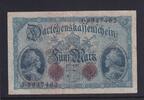 Kaiserreich, Reichsbanknote, 5 Mark Ro.48b, DEU-54b, KN 7 stellig FZ: J -