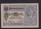 Deutsches Reich, Kaiserreich, 5 Mark Ro.54c, DEU-61b, Udr. grauviolett, KN 8 stellig, Serie: W, -